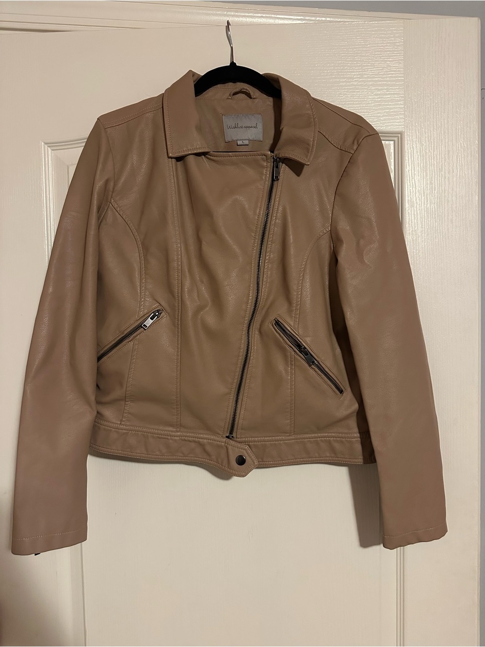 Wishlist Taupe Faux Leather Moto Jacket